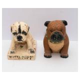 Vintage Chalkware “Watta Pop” Dog & Vintage Bulldog Figurine