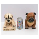 Vintage Chalkware “Watta Pop” Dog & Vintage Bulldog Figurine