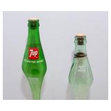 Two Vintage Stretched Glass Pop Bottles – 7Up & Coke