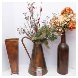 Set of 3 Large Metal Vases – 17" Tall
