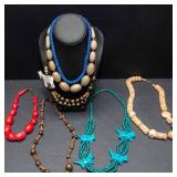 Set of 7 Vintage Wooden Necklaces