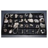 Set of 32 Silvertone Earrings