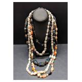 Set of 5 Stone and Glass Bead Necklaces