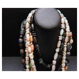 Set of 5 Stone and Glass Bead Necklaces