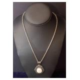 Vintage Sterling Moon Face Pendant with Silver-Tone Chain