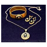 Vintage Black and Gold-Tone Jewelry Set