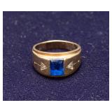 Vintage 10K Gold Ring with Blue Stone – Possibly Sapphire, Size 10.5