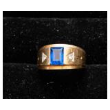 Vintage 10K Gold Ring with Blue Stone – Possibly Sapphire, Size 10.5