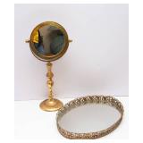 Mirrored Tray with Vanity Mirror – Brass Base