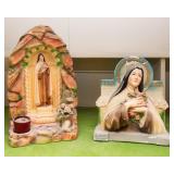 Set of 2 Vintage St Therese Religious Ceramics – Possibly Chalkware