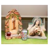 Set of 2 Vintage St Therese Religious Ceramics – Possibly Chalkware