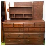 Wood Dresser with Top Shelving Piece
