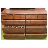 Wood Dresser with Top Shelving Piece