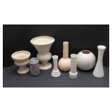 Set of 7 White Vases – Includes Haeger & Milk Glass