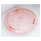 Set of 10 Pink Depression Glass Champagne Coupes with Matching Cake Plate