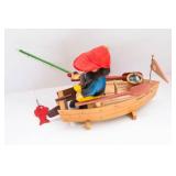 Vintage Steinbach Fisherman  Wind-Up Music Box & Incense Burner