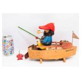 Vintage Steinbach Fisherman  Wind-Up Music Box & Incense Burner