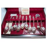 Vintage 1847 Rogers Bros Silverplate Flatware Set – “Daffodil” Pattern, Service for 8 with Case