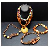 Set of 5 Chunky Wooden Necklaces