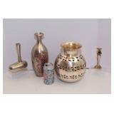 Variety of Metal Silver Tone Vases