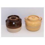 Set of 2 Stoneware Jars – 5.5" Tall - Red Wing Saffron Ware
