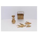 Brass Items Collection – Wall Birds, Vase, and Basket