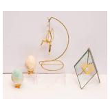 Two Sun Catchers and Two Stone Eggs on Stands