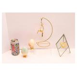 Two Sun Catchers and Two Stone Eggs on Stands