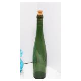 vintage colored glassware, opaque blue vase is chipped