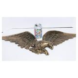 Large Brass Eagle Wall Hanging – 30" W x 10" T
