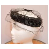 Set of 2 Vintage Hats with Black Netting Veils