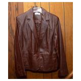 Worthington Women’s Leather Jacket – Burgundy/Brown, Size Large