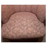 Vintage Swivel Barrel Chair with Tassel Fringe – 24" W x 23" D x 28" T