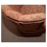 Vintage Swivel Barrel Chair with Tassel Fringe – 24" W x 23" D x 28" T