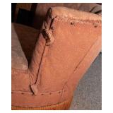 Vintage Swivel Barrel Chair with Tassel Fringe – 24" W x 23" D x 28" T