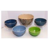 Set of 5 Stoneware Pieces – Blues and Green