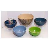 Set of 5 Stoneware Pieces – Blues and Green