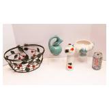 Set of 3 Unique Vases with Wire Basket – One Made in Italy