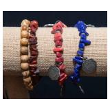 Set of 7 Stone and Glass Bead Bracelets