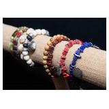 Set of 7 Stone and Glass Bead Bracelets
