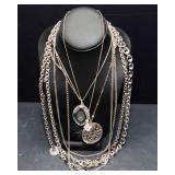 Set of 5 Silver-Tone Necklaces