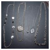 Set of 5 Silver-Tone Necklaces