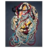 Large Collection of Beaded Necklaces with a Couple of Bracelets