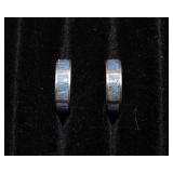 Sterling Silver Hoop Earrings with Stone Inlay – Stamped 925