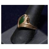 Vintage 14K Gold Ring with Green Stone – Size 8¾