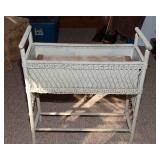 White Painted Wicker Plant Stand with Metal Liner