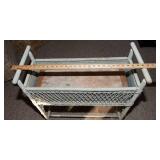 White Painted Wicker Plant Stand with Metal Liner