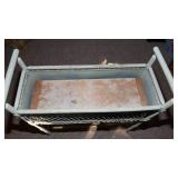 White Painted Wicker Plant Stand with Metal Liner