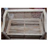 White Painted Wicker Shelf and Side Table