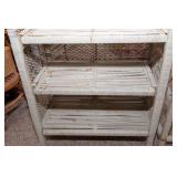 White Painted Wicker Shelf and Side Table